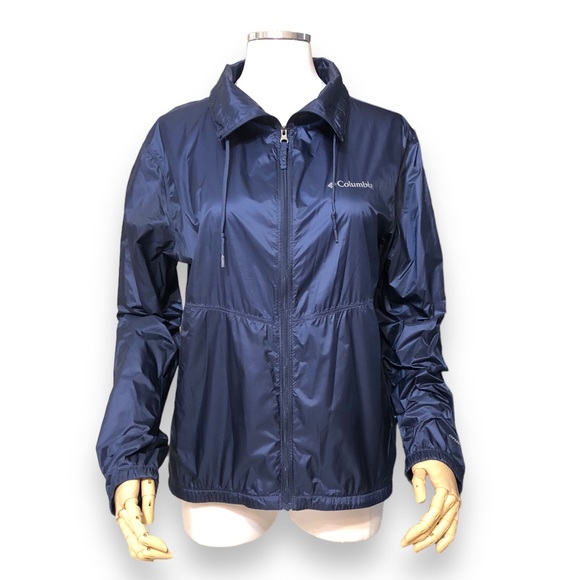 COLUMBIA Navy Omni-Heat Lightweight Windbreaker - Picture 1 of 8